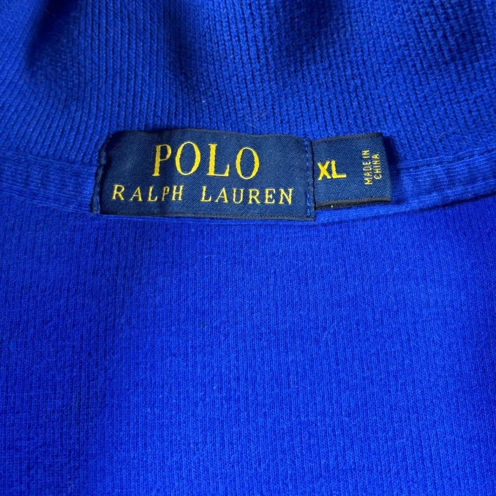 Polo Ralph Lauren Mens XL Quarter Zip Pullover Royal Blue Red Pony Logo Sweater